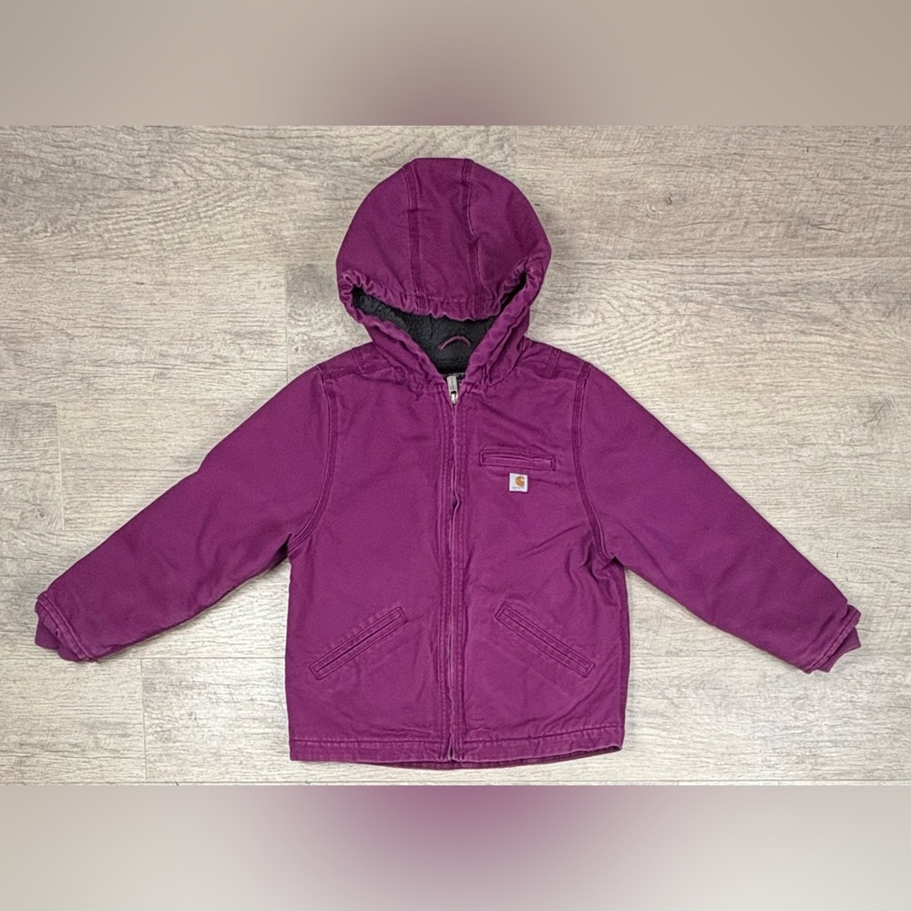Carhartt Girls' Sierra Sherpa-Lined Jacket In Plum Caspia Size Small 7/8